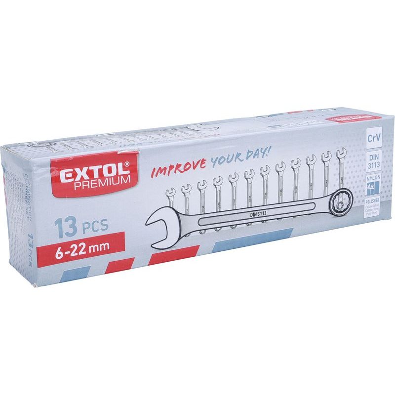 EXTOL PREMIUM KLÍČE OČKOPLOCHÉ, SADA 13KS, 6-22MM, 6733 - KLÍČE OČKO/OTEVŘENÉ - RUČNÍ NÁŘADÍ