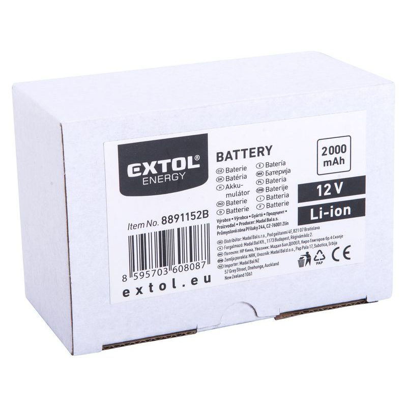 EXTOL ENERGY BATERIE AKUMULÁTOROVÁ, 12V LI-ION, 2AH, 8891152B - AKUMULÁTORY, BATERIE - NÁHRADNÍ DÍLY