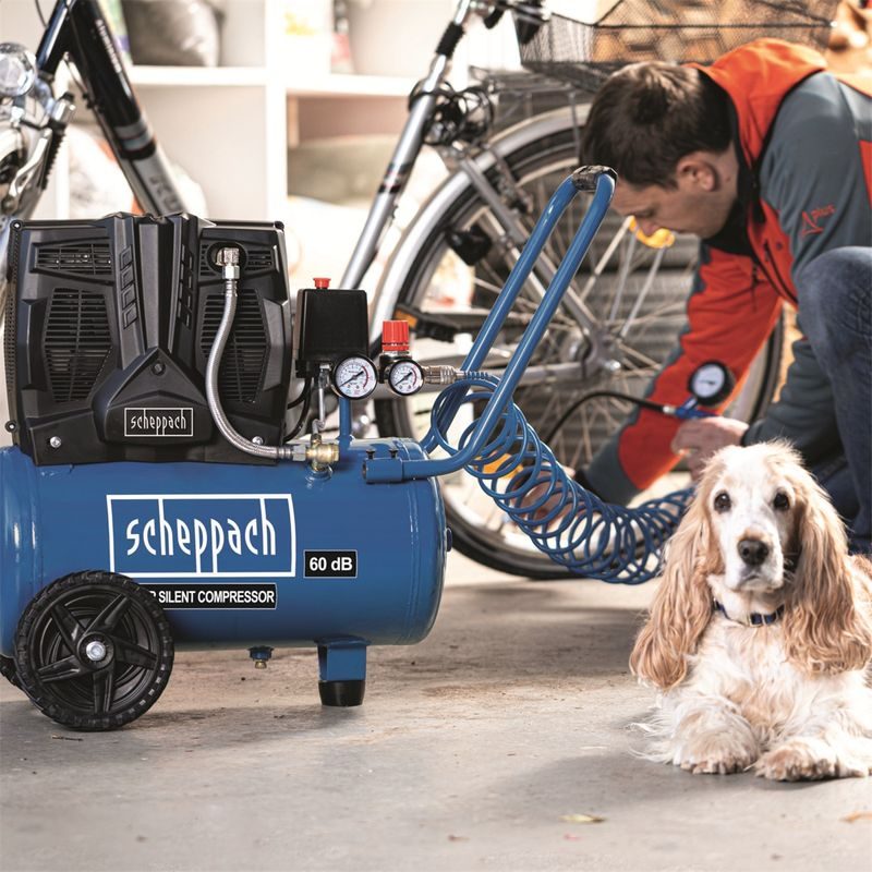 SCHEPPACH HC 25 SI TICHÝ BEZOLEJOVÝ DVOUVÁLCOVÝ KOMPRESOR 24 L - BEZOLEJOVÉ KOMPRESORY - PNEU NÁŘADÍ