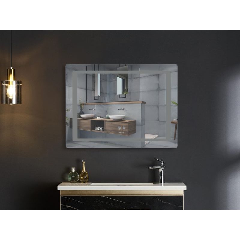 KOUPELNOVÉ ZRCADLO S LED OSVĚTLENÍM, PROTIZAMLŽOVACÍ FUNKCÍ A REGULACÍ JASU, MR13-80×60-REVERSE STYL | MR13-80×60-REVERSE STYLE PROCRAFT - ZRCADLA - SANITA