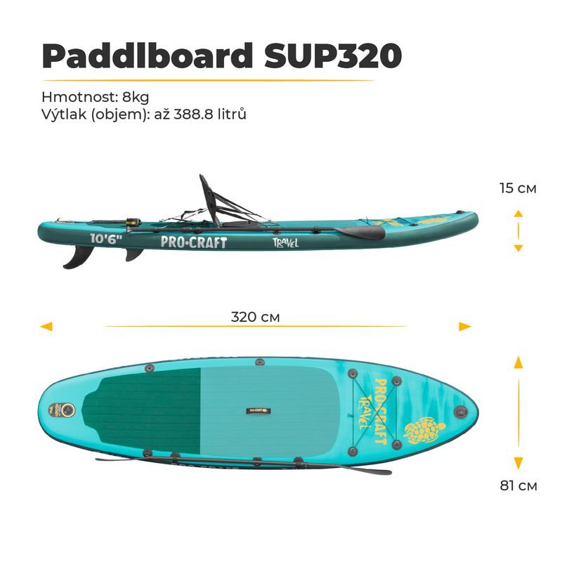 PADDLEBOARD SET PROCRAFT TRAVEL SUP320 | SUP320 PROCRAFT - DOPLŇKY A VYCHYTÁVKY - DŮM A DOMÁCNOST, ELEKTRO..
