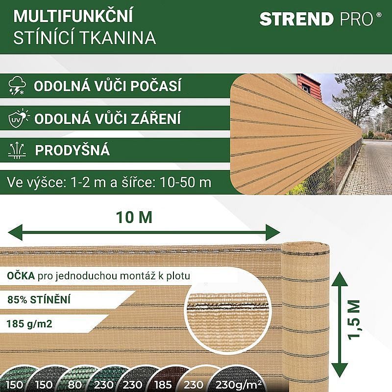 STÍNÍCÍ TKANINA GOLDSCREEN 1,5X10M, UV, 185G/M2, BÉŽOVÁ - ZAHRADNÍ TEXTILIE, TKANINY - ZAHRADA