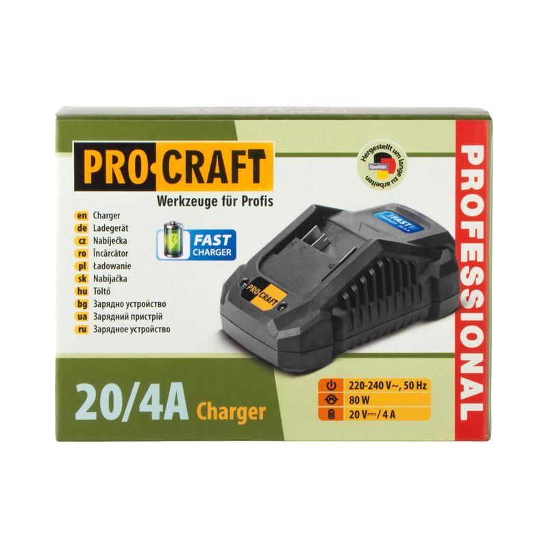 NABÍJEČKA PRO 20V LI-ION BATERIE PROCRAFT 20/4А FAST CHARGE | 20/4A PROCRAFT - PŘÍSLUŠENSTVÍ PROCRAFT - NÁHRADNÍ DÍLY