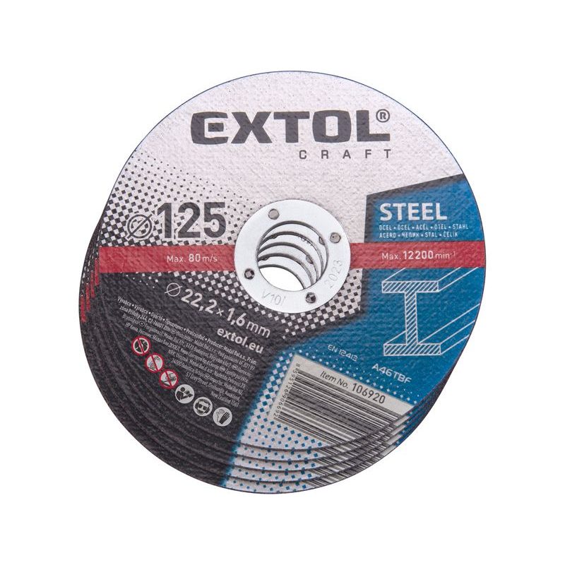 EXTOL CRAFT KOTOUČE ŘEZNÉ NA KOV, 5KS, O 125X1,6X22,2MM, 106920 - ŘEZNÝ KOTOUČ 125 MM - PŘÍSLUŠENSTVÍ