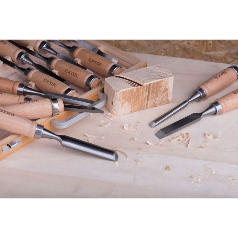 EXTOL PREMIUM DLÁTA ŘEZBÁŘSKÁ, SADA 12KS, DÉLKA 200MM, 8812405 - DLÁTA - RUČNÍ NÁŘADÍ