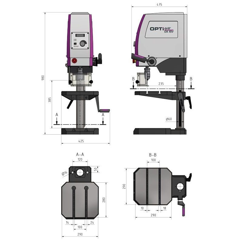 STOLNÍ VRTAČKA OPTIDRILL DX 15 V - STOLNÍ SLOUPOVÉ VRTAČKY - ELEKTRICKÉ NÁŘADÍ