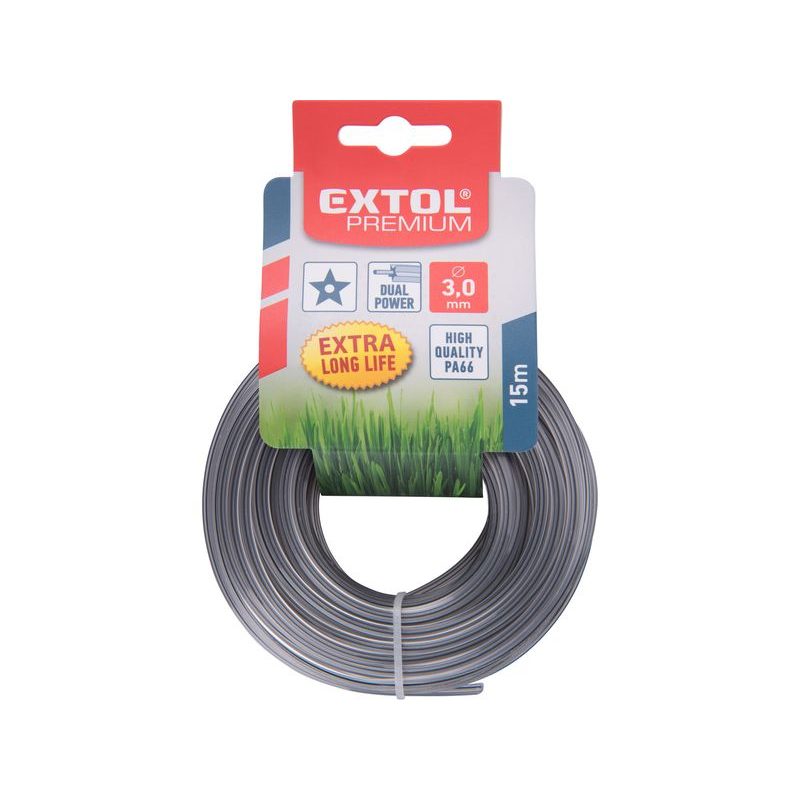 EXTOL PREMIUM ŽACÍ STRUNA DO SEKAČKY S JÁDREM, HVĚZDICOVÝ PROFIL, 3,0MM, 15M, PA66, 8870925 - ŽACÍ STRUNY - ZAHRADA