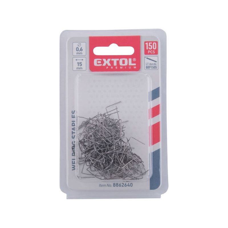 EXTOL PREMIUM SPONY SVAŘOVACÍ, 150KS, VLNKA, ⌀0,6MM, ROZTEČ 15MM, 8862640 - SVÁŘEČKY - NABÍJEČKY (AUTONABÍJEČKY) - ELEKTRICKÉ NÁŘADÍ