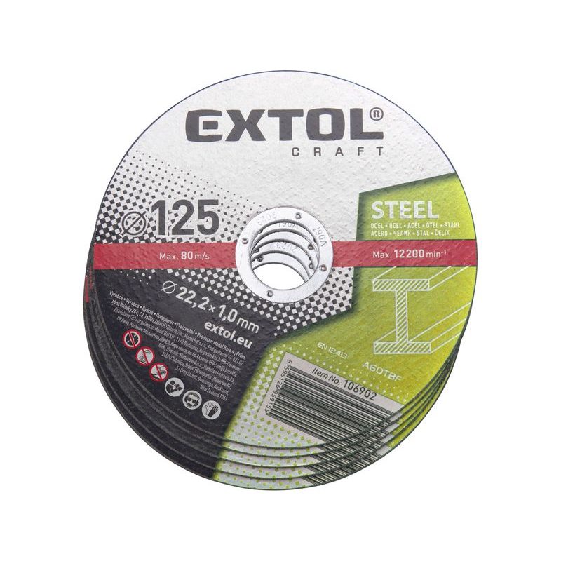 EXTOL CRAFT KOTOUČE ŘEZNÉ NA KOV, 5KS, O 125X1,0X22,2MM, 106902 - ŘEZNÝ KOTOUČ 125 MM - PŘÍSLUŠENSTVÍ