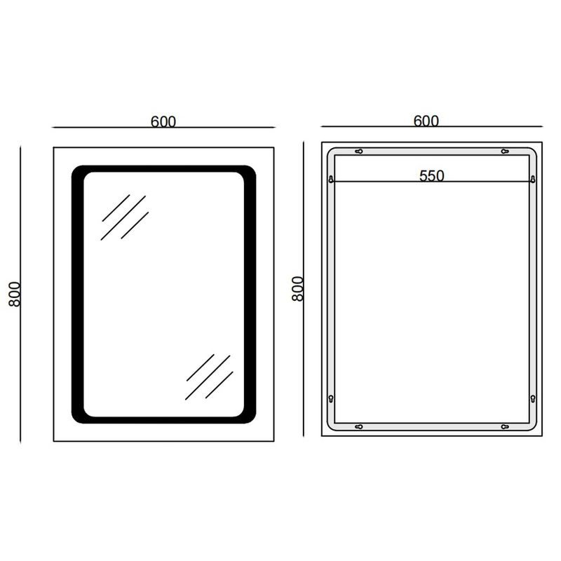 KOUPELNOVÉ ZRCADLO S LED OSVĚTLENÍM, PROTIZAMLŽOVACÍ FUNKCÍ A REGULACÍ JASU, MR09-80×60-REVERSE TWEE | MR09-80×60-REVERSE TWEE PROCRAFT - ZRCADLA - SANITA
