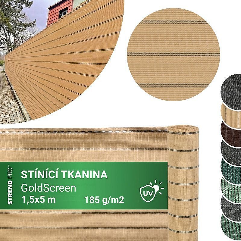 STÍNÍCÍ TKANINA GOLDSCREEN 1,5X5M, UV, 185 G/M2, OKA 50CM BÉŽOVÁ - ZAHRADNÍ TEXTILIE, TKANINY - ZAHRADA