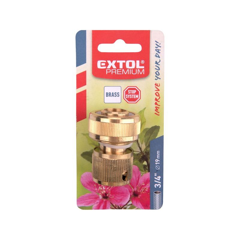 EXTOL PREMIUM RYCHLOSPOJKA NA HADICI, 3/4", STOP VENTIL, MOSAZ, 8876004 - MOSAZNÉ SPOJKY - ZAHRADA