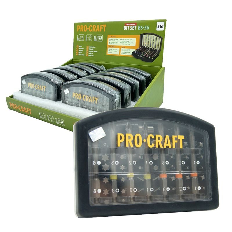 SADA BITŮ PROCRAFT BS-56, OCEL S2 | BS-56 PROCRAFT - BITY ŠESTIHRAN 1/4" - PŘÍSLUŠENSTVÍ