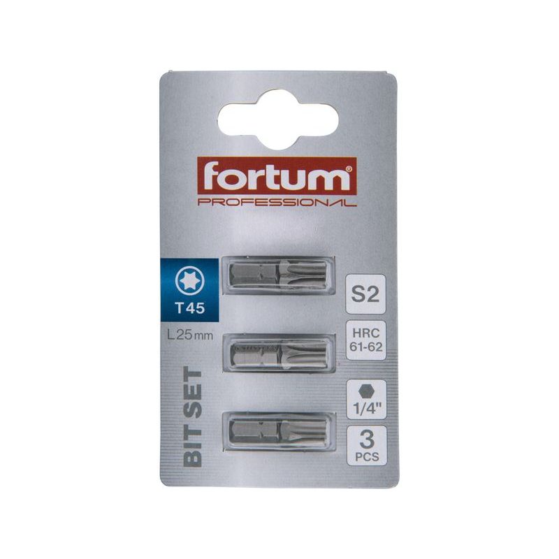 FORTUM HROT TORX, SADA 3KS, T 45X25MM, S2, 4741445 - STANDARDNÍ BITY TORX - PŘÍSLUŠENSTVÍ