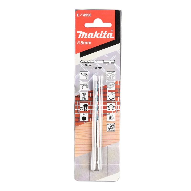 MAKITA E-14956 - VRTÁK PRO MULTIMATERIÁL TCT STOPKA ŠESTIHRAN 1/4´´ 5X100MM - VRTÁKY DO KOVU - PŘÍSLUŠENSTVÍ