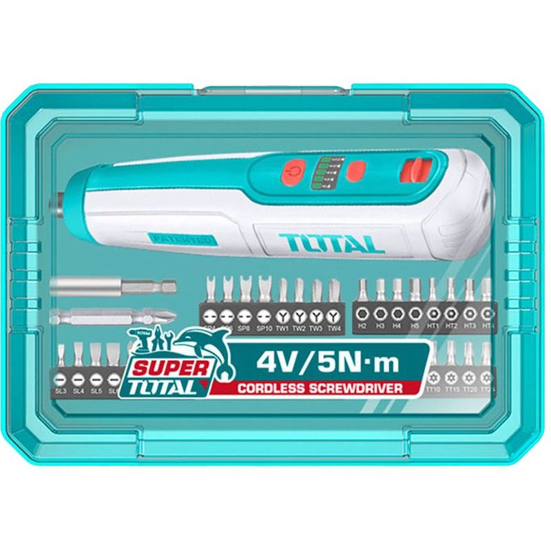 TOTAL ŠROUBOVÁK AKU MINI, 4V, USB NABÍJENÍ, SE SADOU BITŮ, TSDLI04062 - AKU ŠROUBOVÁK 3,6 - 10.8 V - AKU NÁŘADÍ