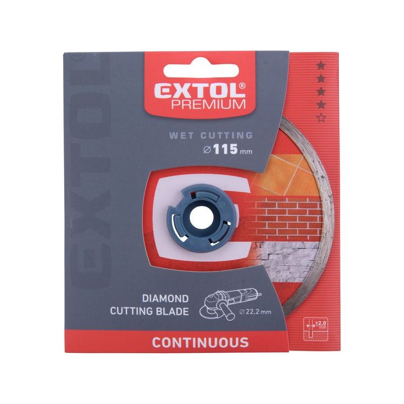 EXTOL PREMIUM KOTOUČ DIAMANTOVÝ ŘEZNÝ CELOOBVODOVÝ - MOKRÉ ŘEZÁNÍ, O 115X22,2X2MM, 108731 - DIA KOTOUČ 115 MM - PŘÍSLUŠENSTVÍ