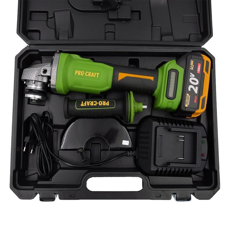 BRUSKA ÚHLOVÁ PROCRAFT PWA220 + RYCHLOUPÍNACÍ MATICE, 10X ŘEZNÝ KOTOUČ CD125X1.0B V KOVOVÉM BOXU | SPWA220/CD125X1.0B/RM14 PROCRAFT - AKU UHLOVÉ BRUSKY - AKU NÁŘADÍ