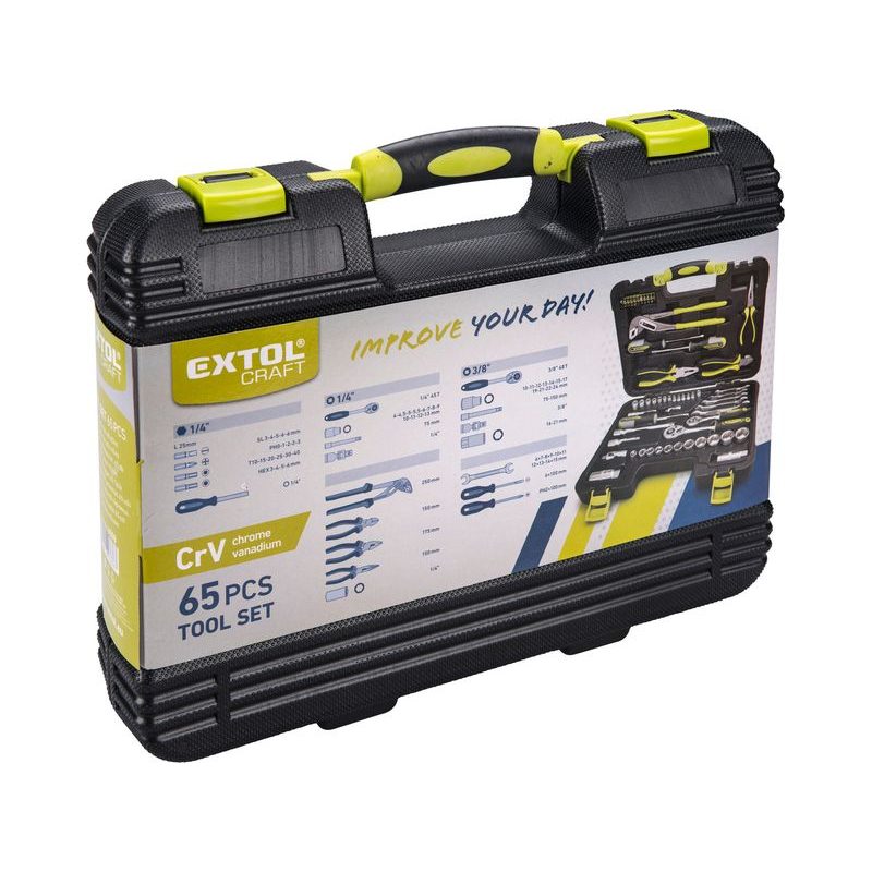 EXTOL CRAFT SADA NÁŘADÍ 65KS, 1/4", 3/8", CRV, 6598 - SADY NÁŘADÍ - RUČNÍ NÁŘADÍ