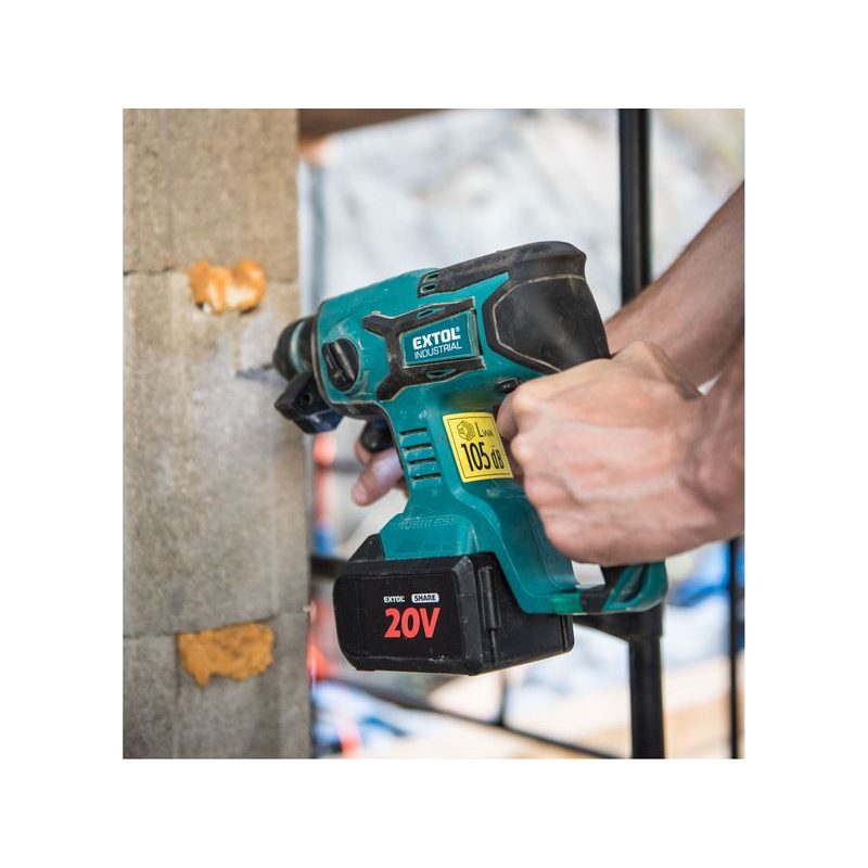 EXTOL INDUSTRIAL KLADIVO VRTACÍ AKU SHARE20V, 1,7J, SDS PLUS, BRUSHLESS, 20V LI-ION, 2AH, 8791818 - AKU VRTACÍ, SEKACÍ A KOMBINOVANÁ KLADIVA - AKU NÁŘADÍ