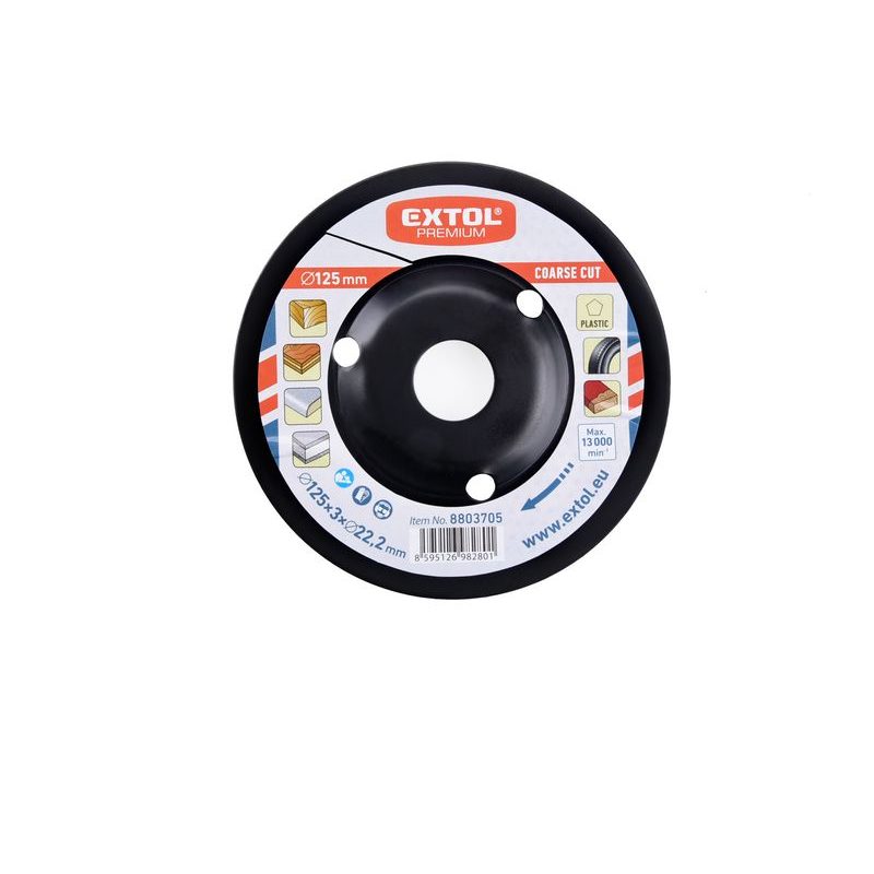 EXTOL PREMIUM KOTOUČ RAŠPLOVÝ NA DŘEVO, O 125X3X22,2MM, HRUBÝ SEK, 8803705 - RAŠPLOVÉ KOTOUČE NA DŘEVO - PŘÍSLUŠENSTVÍ