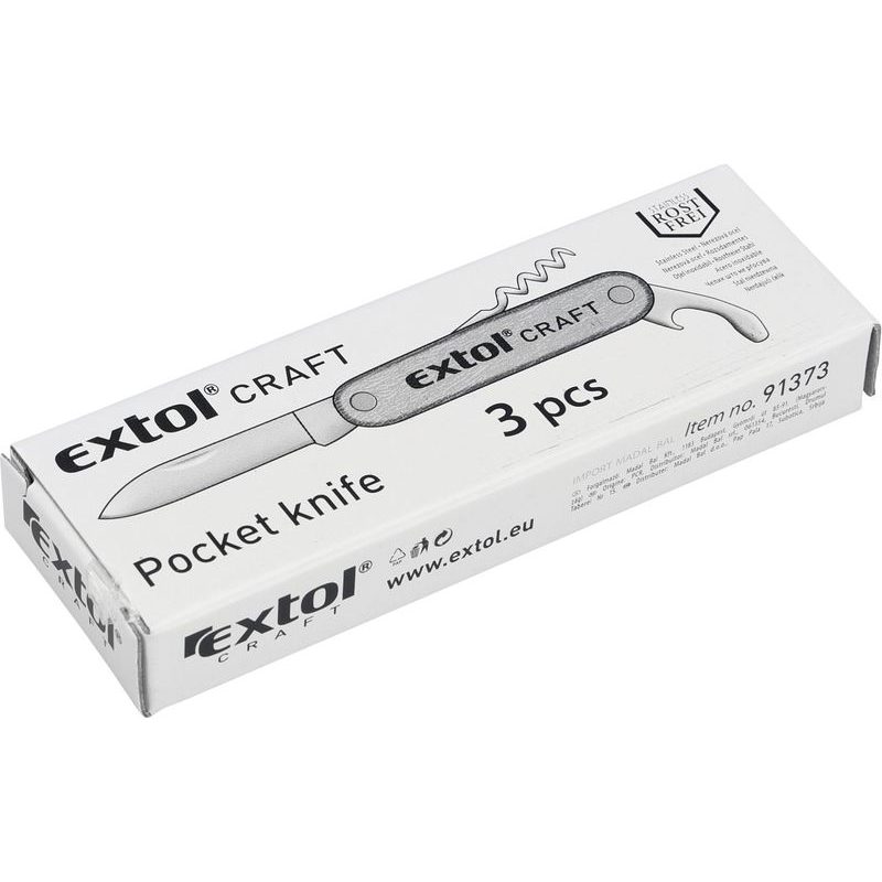 EXTOL CRAFT NŮŽ KAPESNÍ ZAVÍRACÍ 3DÍLNÝ NEREZ, 85MM, 91373 - ZAVÍRACÍ NOŽE - RUČNÍ NÁŘADÍ