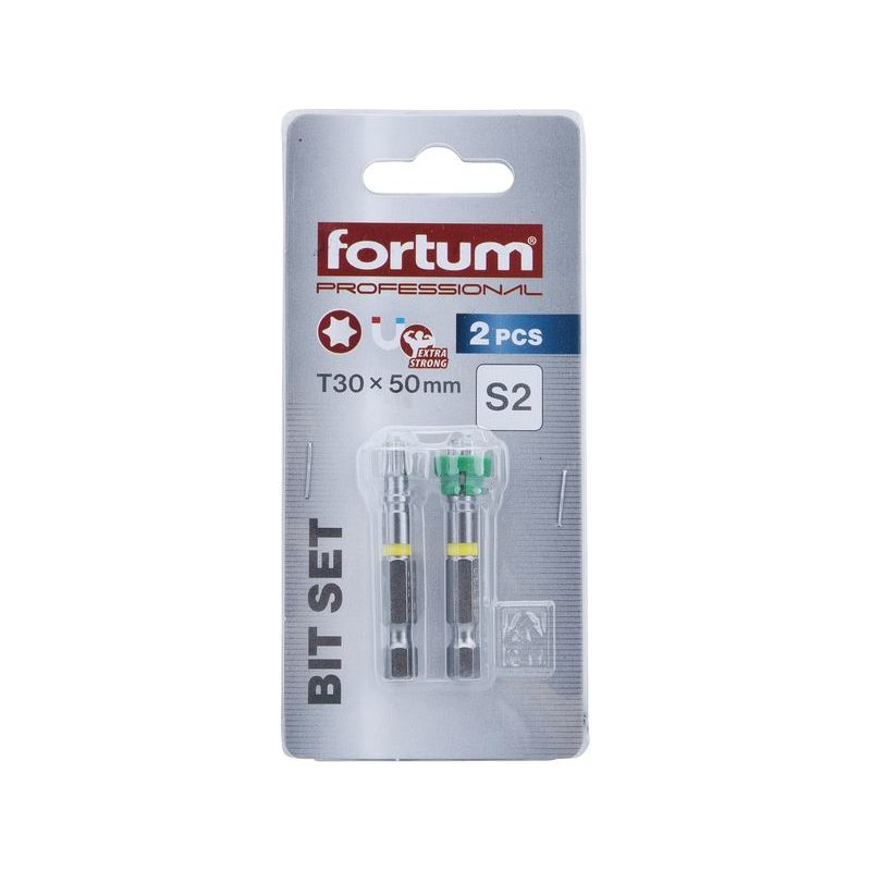 FORTUM HROTY SADA 2KS TORX S MAGNETICKÝM KLOBOUČKEM, T 30X50MM, S2, 4741487 - BITY A SADY BITŮ - PŘÍSLUŠENSTVÍ