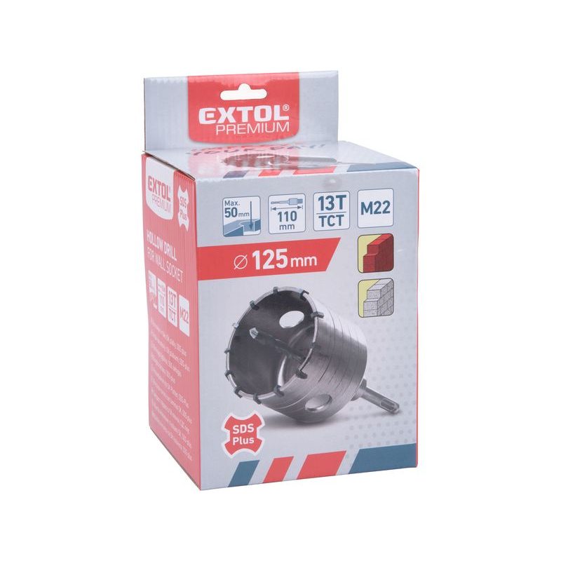 EXTOL PREMIUM VRTÁK SDS PLUS DO ZDIVA KORUNKOVÝ, O 125MM X 110MM, M22, 8801971 - DIAMANTOVÉ KORUNKY SDS PLUS - PŘÍSLUŠENSTVÍ