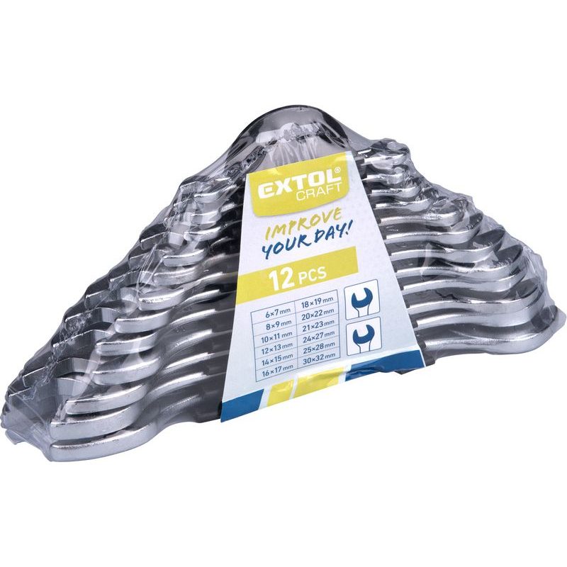 EXTOL CRAFT KLÍČE PLOCHÉ, SADA 12KS, 6-32MM, 6133B - OBOUSTRANNÉ KLÍČE - RUČNÍ NÁŘADÍ