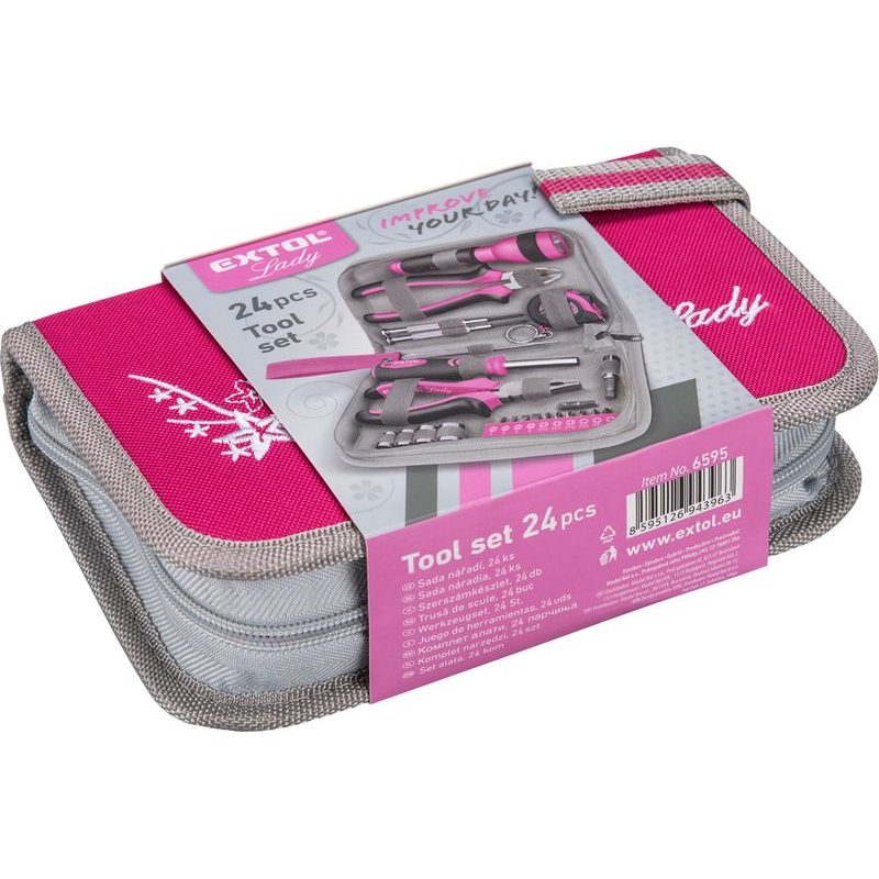 EXTOL LADY SADA NÁŘADÍ 24KS, 1/4", 6595 - SADY NÁŘADÍ - RUČNÍ NÁŘADÍ