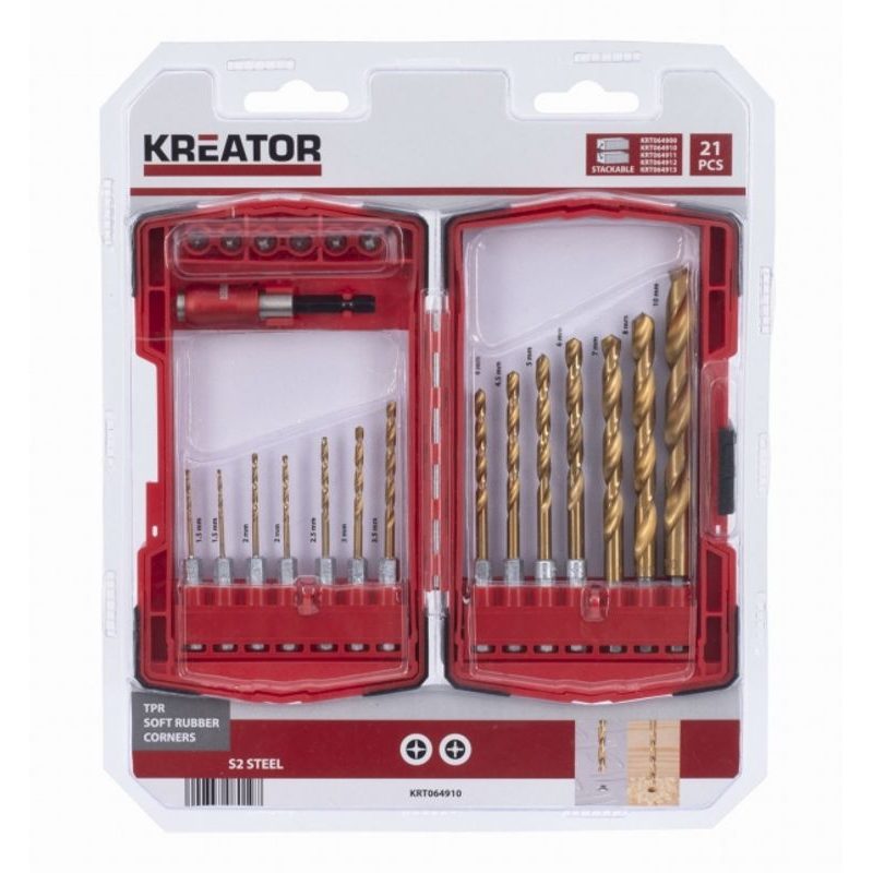 KREATOR KRT064910 SADA BITŮ A VRTÁKŮ 21KS - SADY BITŮ - PŘÍSLUŠENSTVÍ