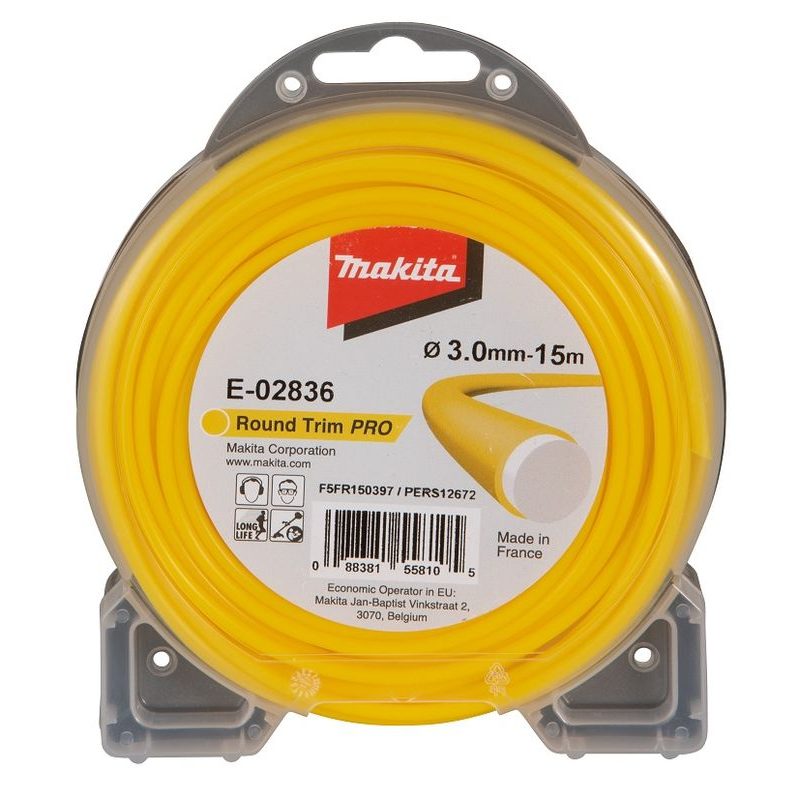 MAKITA E-02836 - STRUNA NYLONOVÁ PRO 3,0MM, 15M, ŽLUTÁ, KULATÁ = OLD369224798 - 3,0MM A VĚTŠÍ - ZAHRADA