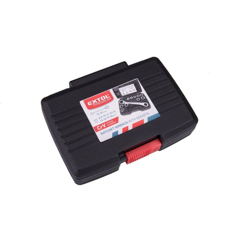 EXTOL PREMIUM KLÍČ RÁČNOVÝ TVAROVANÝ A VLOŽKY, SADA 11KS, 8-19MM, CRV, 8816101 - RÁČNOVÉ KLÍČE - RUČNÍ NÁŘADÍ