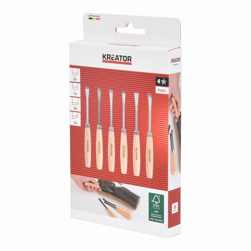 KREATOR KRTH23203 MINI ŘEZBÁŘSKÉ NOŽÍKY / DLÁTA 6KS - DLÁTA - RUČNÍ NÁŘADÍ