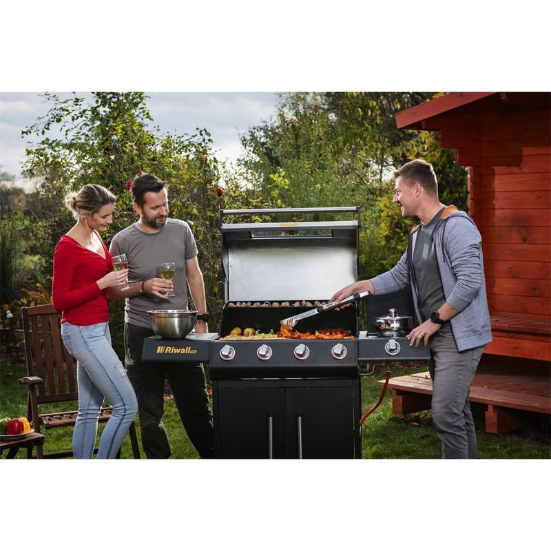 RIWALL PRO RGG 41 EXL LUXUSNÍ PLYNOVÝ GRIL 17 KW SE ČTYŘMI HOŘÁKY A BOČNÍM VAŘIČEM - PLYNOVÉ GRILY - ZAHRADA