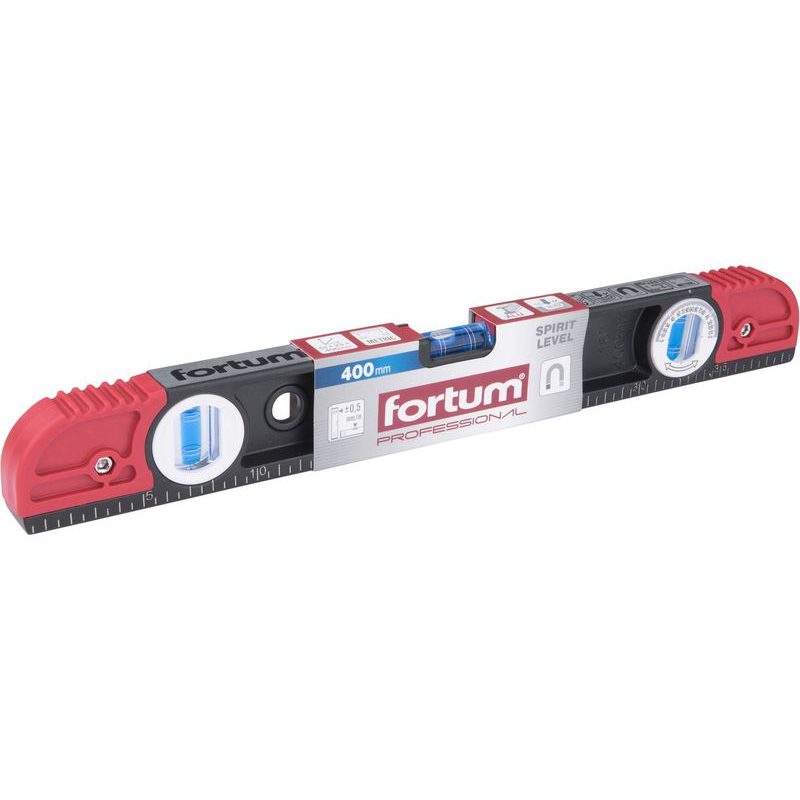 FORTUM VODOVÁHA KOVOVÁ S MAGNETY, 400MM, 3LIBELY (1X360°OTOČNÁ), 4783544 - VODOVÁHY - MĚŘÍCÍ TECHNIKA