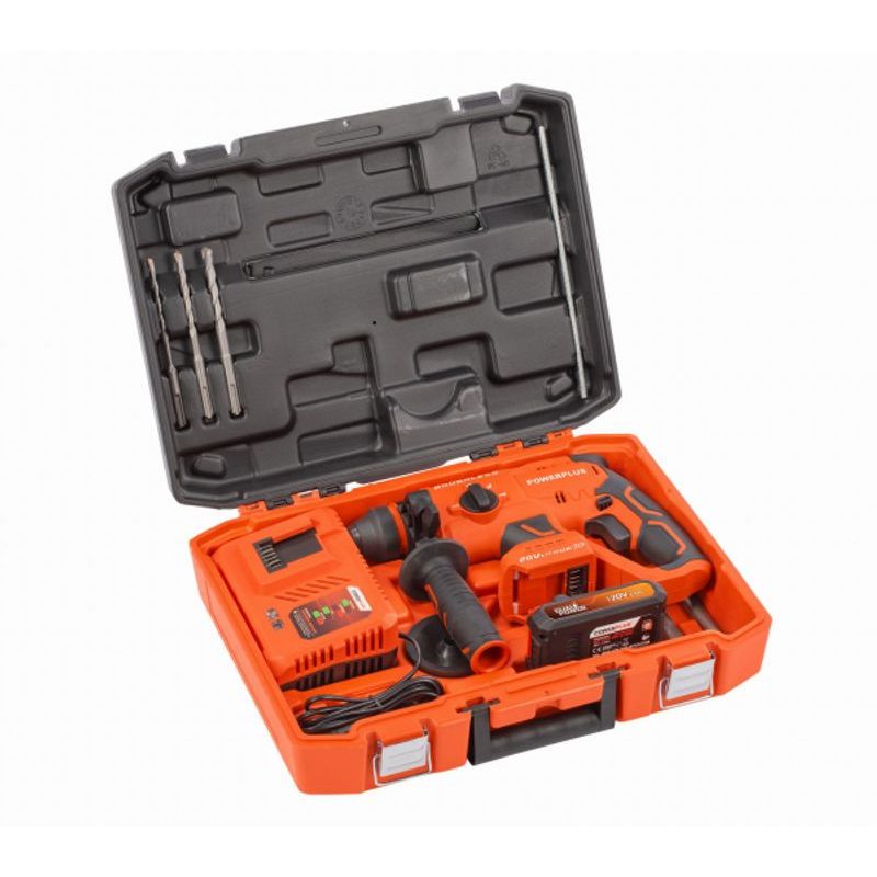 POWERPLUS POWDP15640 AKU KOMBINOVANÉ KLADIVO 20V BEZUHLÍKOVÉ SET - AKU VRTACÍ, SEKACÍ A KOMBINOVANÁ KLADIVA - AKU NÁŘADÍ