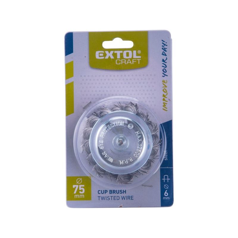 EXTOL CRAFT KARTÁČ HRNKOVÝ COPÁNKOVÝ, O 75MM, 17040 - KARTÁČE NA VRTAČKU - PŘÍSLUŠENSTVÍ