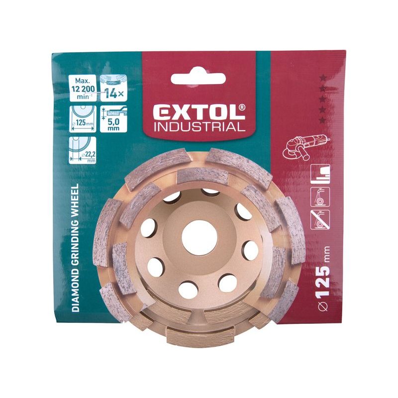 EXTOL INDUSTRIAL KOTOUČ DIAMANTOVÝ BRUSNÝ DVOUŘADÝ, O 125X22,2MM, 8703122 - DIAMATOVÉ KOTOUČE - BRUSNÉ - PŘÍSLUŠENSTVÍ