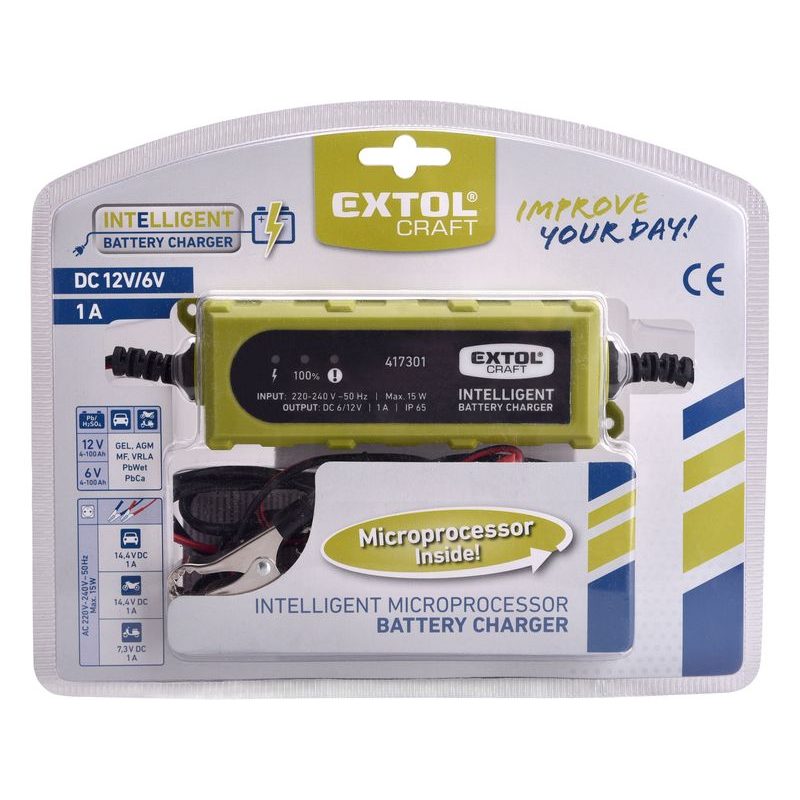 EXTOL CRAFT AUTONABÍJEČKA 5STUPŇOVÁ, ŘÍZENÁ MIKROPROCESOREM, 6/12V, 1A, 417301 - NABÍJEČKY (AUTONABÍJEČKY) - ELEKTRICKÉ NÁŘADÍ