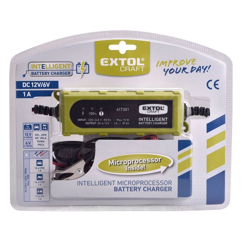 EXTOL CRAFT AUTONABÍJEČKA 5STUPŇOVÁ, ŘÍZENÁ MIKROPROCESOREM, 6/12V, 1A, 417301 - NABÍJEČKY (AUTONABÍJEČKY) - ELEKTRICKÉ NÁŘADÍ