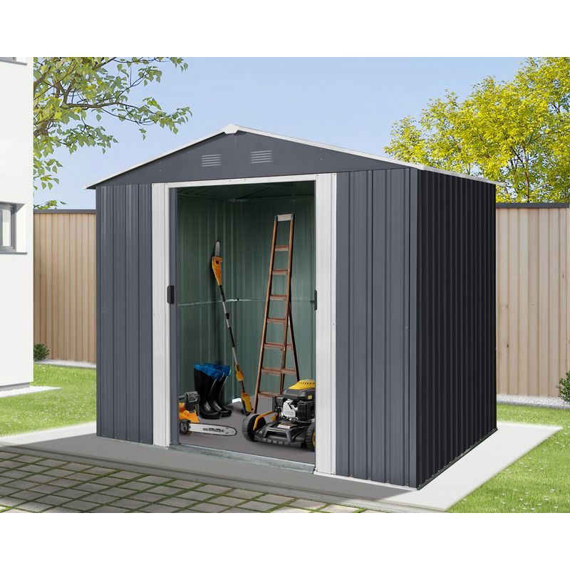RIWALL PRO RMSA 6X8 ANTHRACITE ZAHRADNÍ DOMEK KOVOVÝ 2,4 X 1,7 M SE SEDLOVOU STŘECHOU ANTRACIT - ZAHRADNÍ DOMKY - DŮM A DOMÁCNOST, ELEKTRO..