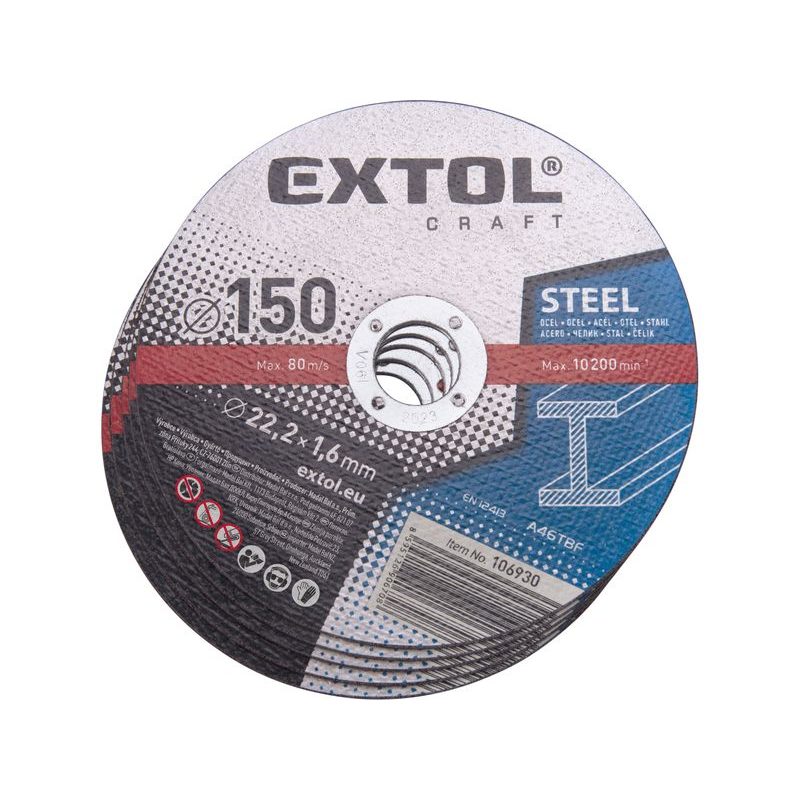 EXTOL CRAFT KOTOUČE ŘEZNÉ NA KOV, 5KS, O 150X1,6X22,2MM, 106930 - ŘEZNÝ KOTOUČ 150 MM - PŘÍSLUŠENSTVÍ