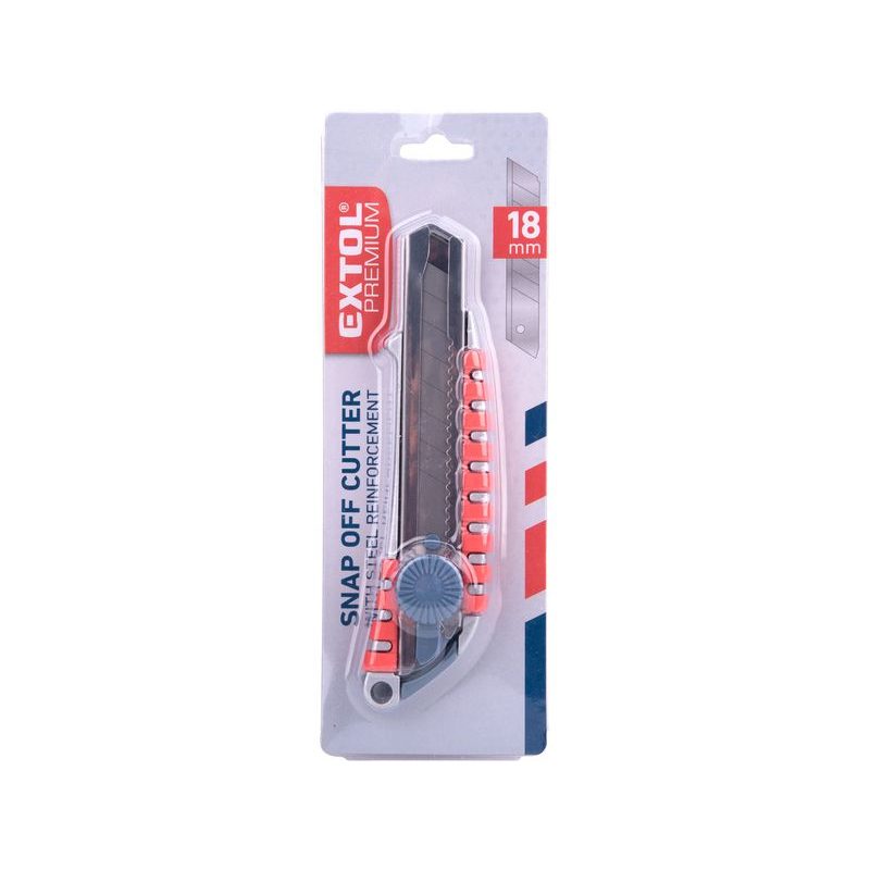 EXTOL PREMIUM NŮŽ ULAMOVACÍ KOVOVÝ S KOVOVOU VÝZTUHOU A KOLEČKEM, 18MM, 8855014 - ULAMOVACÍ NOŽE - RUČNÍ NÁŘADÍ