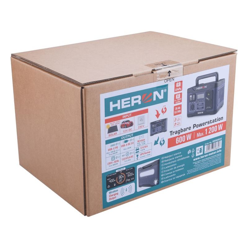 HERON STANICE NABÍJECÍ, 600W, 512WH, 8896800 - ELEKTRO - DŮM A DOMÁCNOST, ELEKTRO..