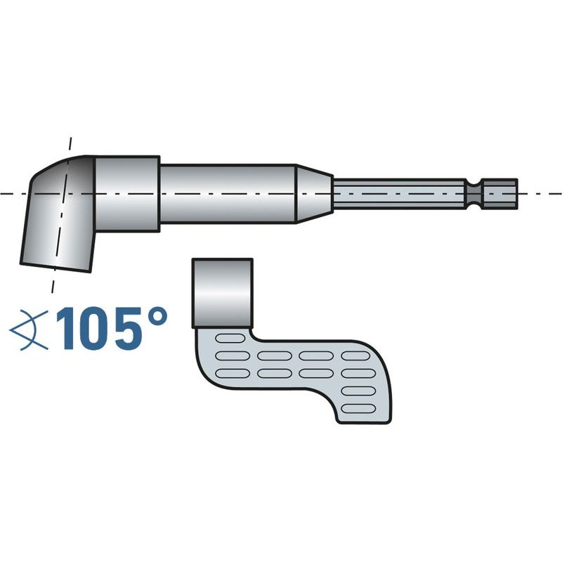 EXTOL CRAFT ÚHLOVÝ NÁSTAVEC/DRŽÁK HROTŮ DO VRTAČKY, 1/4"X140MM (105°) S MAGNETEM, 919407 - ÚHLOVÝ NÁDSTAVEC - SKLÍČIDLO - PŘÍSLUŠENSTVÍ