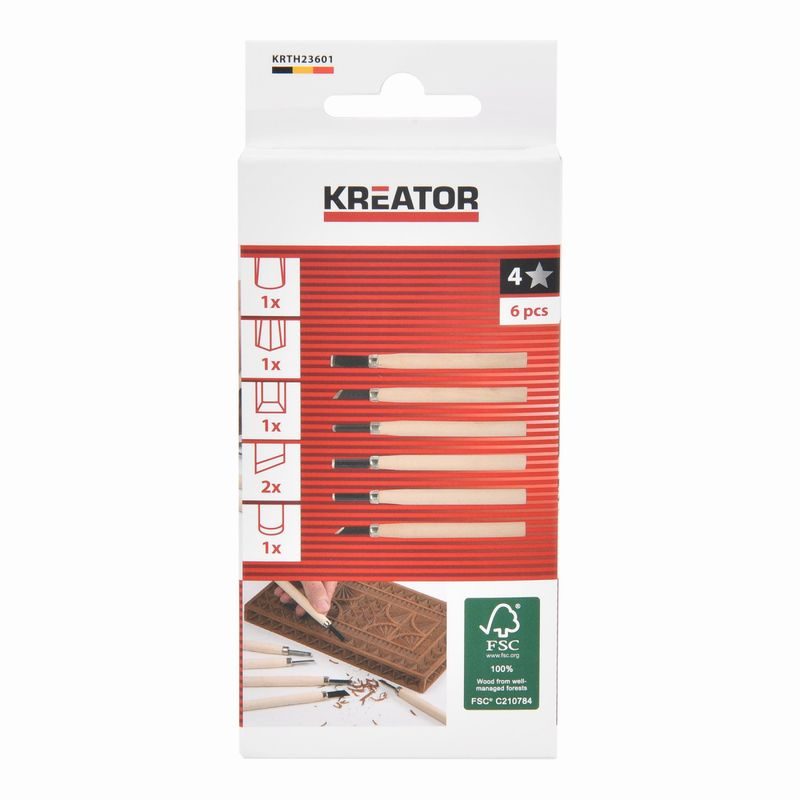 KREATOR KRTH23601 MINI DLÁTA NA DŘEVO SADA 6KS - DLÁTA - RUČNÍ NÁŘADÍ