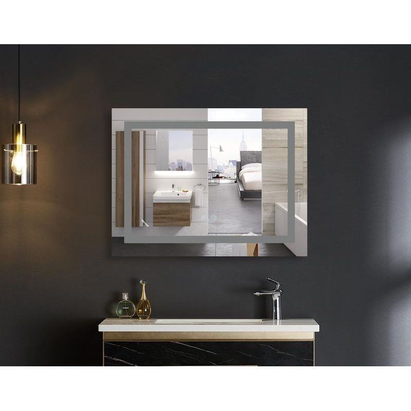 KOUPELNOVÉ ZRCADLO S LED OSVĚTLENÍM, PROTIZAMLŽOVACÍ FUNKCÍ A REGULACÍ JASU, WARM MR12-80Х60-REVERSE | MR12-80×60-REVERSE WARM PROCRAFT - ZRCADLA - SANITA