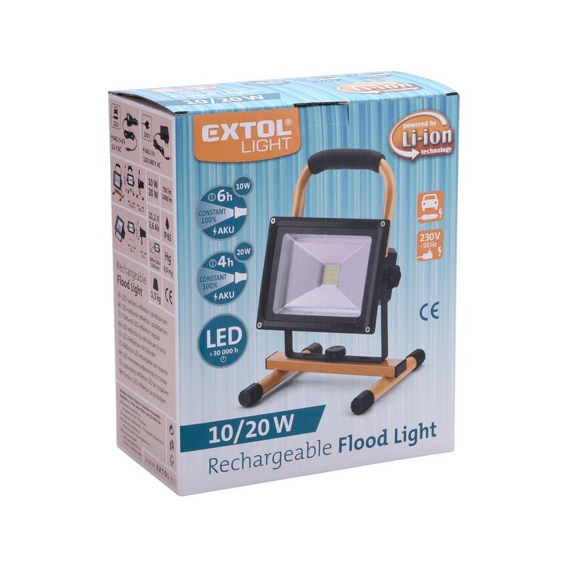 EXTOL LIGHT REFLEKTOR LED, NABÍJECÍ S PODSTAVCEM, 700/1400LM, LI-ION, 43125 - LED SVĚTLA - SVÍTIDLA