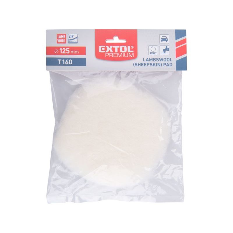 EXTOL PREMIUM KOTOUČ LEŠTÍCÍ VLNĚNÝ, OVČÍ ROUNO, T160, ⌀125MM, SUCHÝ ZIP, 8804560 - PRO LEŠTIČKY - PŘÍSLUŠENSTVÍ